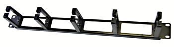 19" vyvážacia doska LEXI-Net 1U, 5x plastový chwyt 40x60mm, prechádzajúca, čierna