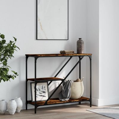 vidaXL Konzolový stolík dymový dub 88,5x30x75 cm kompozitné drevo