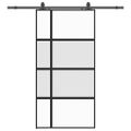 vidaXL Posuvné dvere s kovaním čierne 102,5x205 cm tvrdené sklo