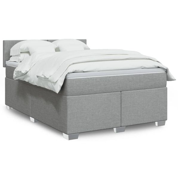 vidaXL Boxspring posteľ s matracom bledosivá 140x200 cm látka