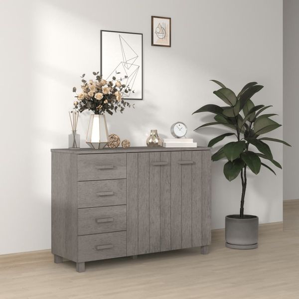 vidaXL Komoda HAMAR, svetlosivá 113x40x80 cm, borovicový masív