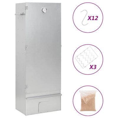 vidaXL Grilovacia udiareň so štiepkou 44,5x29x110cm pozinkovaná oceľ