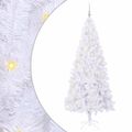 vidaXL Umelý vianočný stromček s 300 LED-i Biela 210 cm PVC a oceľ