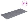 vidaXL Schodové rohože, samolepiace, 15 ks, 60x25 cm, svetlosivé, obdĺžnikové