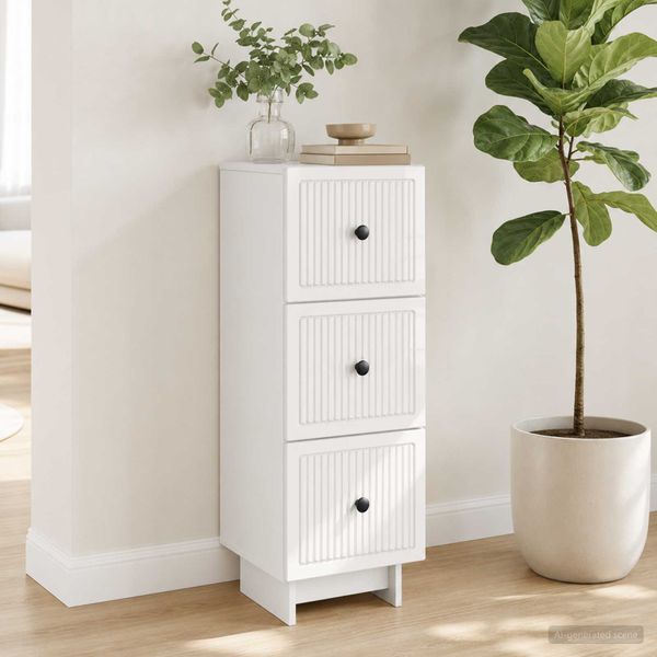 vidaXL Zásuvkový kabinet Biela s vysokým leskom 33 x 34,5 x 90 cm