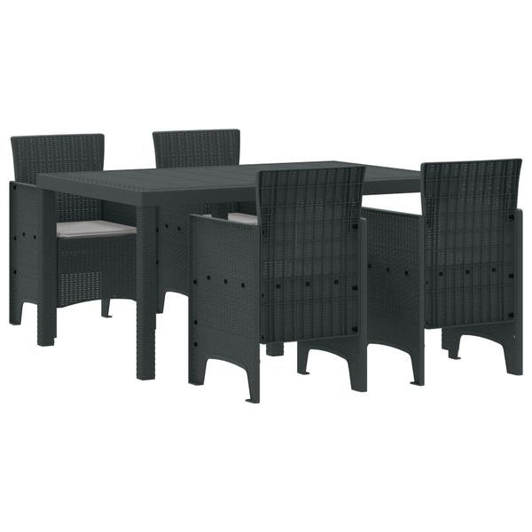 vidaXL Záhradný jedálenský set 5 pcs Antracit Polt ratan