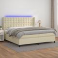 vidaXL Boxspring posteľ s matracom a LED krémová 200x200 cm umelá koža