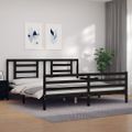 vidaXL Posteľný rám s čelom čierny 200x200 cm masívne drevo