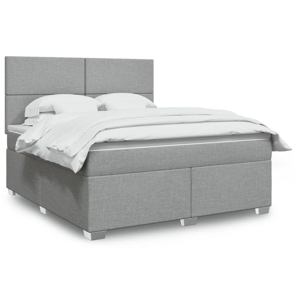 vidaXL Boxspring posteľ s matracom bledosivá 180x200 cm látka