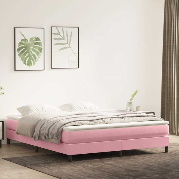 vidaXL Box Spring Posteľ bez matraca Ružová 180x220 cm Zamat