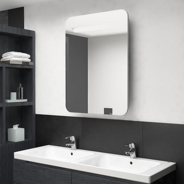 vidaXL LED kúpeľňová zrkadlová skrinka betónová sivá 60x11x80 cm