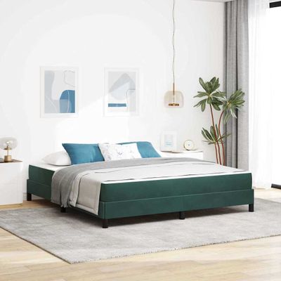 vidaXL Posteľ s pružinovým rámom Tmavozelená 180 x 200 cm látka