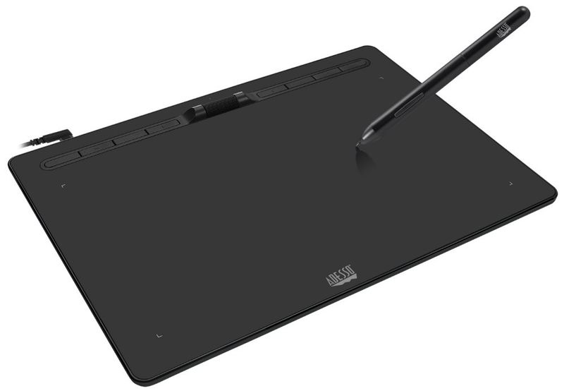 Adesso CYBERTABLET K12/ grafický tablet 12” x 7”/ 8192 úrovne tlaku/ 8 programovateľných tlačidiel/ scroll koliesko/ USB Grafický tablet, 12"x6,8", 5080 LPI, 8192 úrovní tlaku, 8 programovateľných tlačidiel, scrollovacie koliesko, USB-C, pero, čierny
