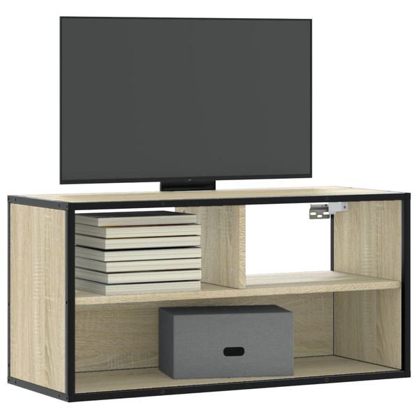 vidaXL TV skrinka dub sonoma 80x31x39,5 cm kompozitné drevo a kov