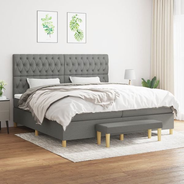 vidaXL Boxspring posteľ s matracom tmavosivá 200x200 cm látka