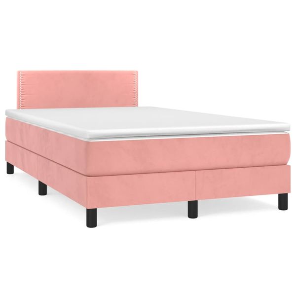 vidaXL Boxspring posteľ s matracom, ružová 120x190 cm, zamat