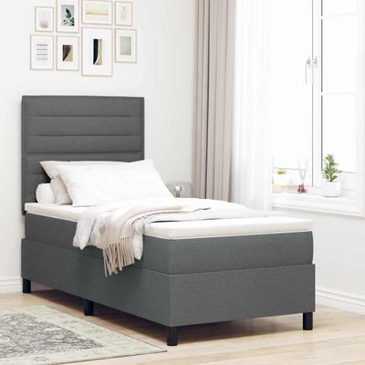 vidaXL Posteľ s pružinovým rámom Tmavo šedá 80 x 200 cm látka