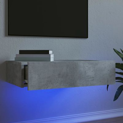 vidaXL TV skrinka s LED svetlami betónovo sivá 60 x 35 x 15,5 cm