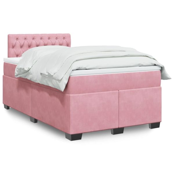 vidaXL Boxspring posteľ s matracom, ružová 120x190 cm, zamat
