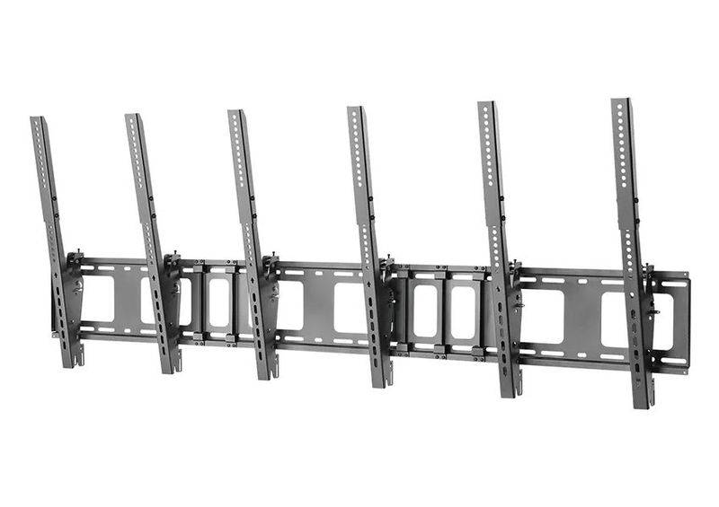 Neomounts NS-WMB300PBLACK/Držák displeje/na stěnu/40-52"/menu board vertikální sklopný/VESA 400X600/nosn. 3x50kg/3 disp Držák, VESA, nástenný, pro tri ploché monitory/TV, úhloprícka 40"-52", náklon 10°, rotace 6°, nosnost 3× 50kg, cerný