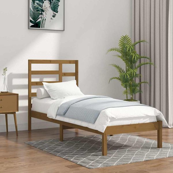 vidaXL Posteľný rám medovo-hnedý masívne drevo 90x200 cm