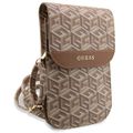 Taška na telefón Guess GUWBHGCFSEW hnedá Wallet GCube Stripe