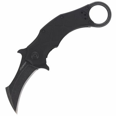 FOX knives FE-016 EDGE THE CLAW 2 vreckový taktický nôž - karambit 6,9 cm, čierna Stonewash, G10