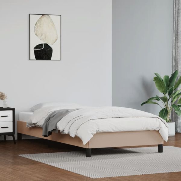 vidaXL Posteľný rám kapučínový 90x190 cm umelá koža