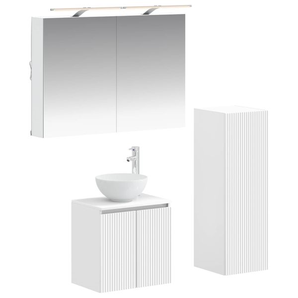 vidaXL Sada kúpeľňového nábytku 4 pcs Biela Kompozitné drevo a sklo