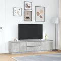 vidaXL TV skrinka s LED svetlami betónovo sivá 193,5x41x50 cm