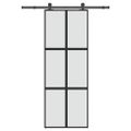 vidaXL Posuvné dvere s kovaním 76x205 cm tvrdené sklo a hliník úzke