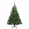 vidaXL Umelý vianočný stromček s 150 LED-i Zelená 150 cm PE a PVC