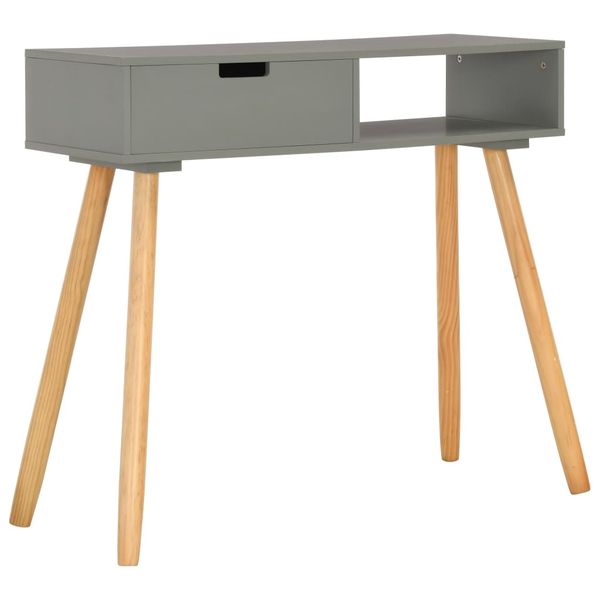 vidaXL Konzolový stolík sivý 80x30x72 cm masívne borovicové drevo