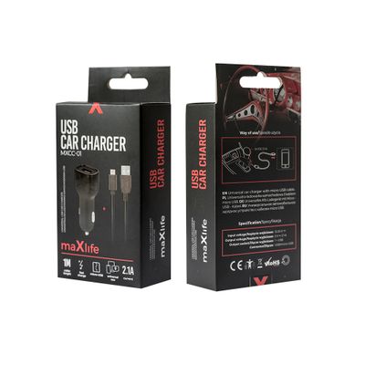 Maxlife MXCC-01 autonabíjačka 2.1A microUSB OEM0400065 čierna