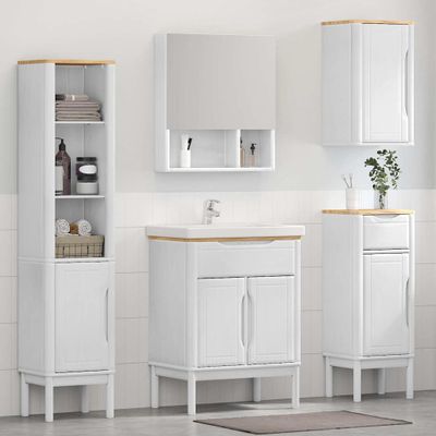vidaXL Sada kúpeľňového nábytku so zásuvkou Nástenný FLORO 4 pcs Biela
