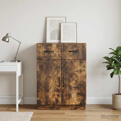 vidaXL Servírovacia skriňa so zásuvkou Dymový dub 66 x 34,5 x 87 cm
