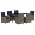 vidaXL Záhradný jedálenský set 7 ks Sivá Poly ratan