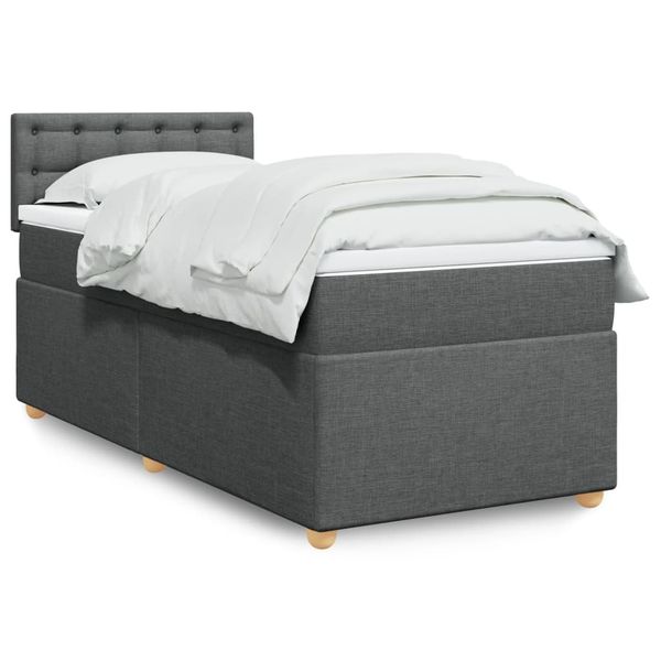 vidaXL Boxspring posteľ s matracom tmavosivá 90x200 cm látka