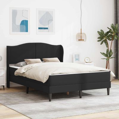 vidaXL Rám postele s čelnou doskou Čierna 160 x 200 cm Umelá koža