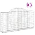 vidaXL Oblúkové gabiónové koše 3ks 200x30x100/120cm pozinkované železo