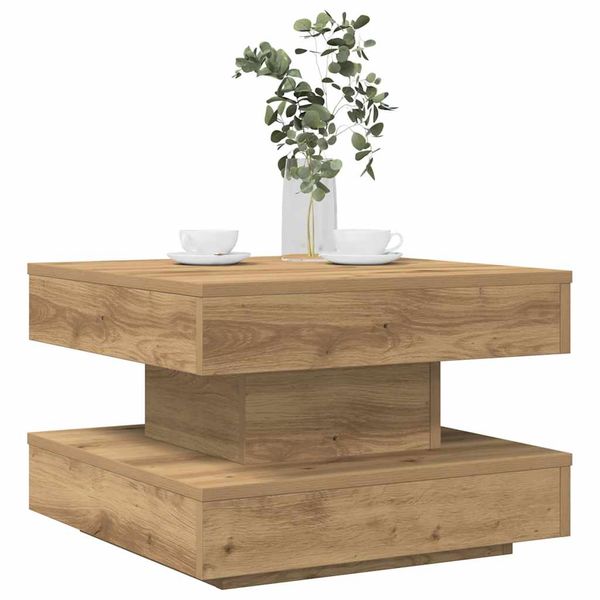 VidaXL Konferenčný stolík otočný o 360stupňov dub artisan 50x50x34,5cm