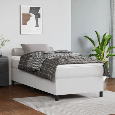 vidaXL Boxspring posteľ s matracom biela 90x190 cm umelá koža