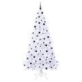 vidaXL Umelý vianočný stromček s 300 LED-i Biela 240 cm PVC a oceľ