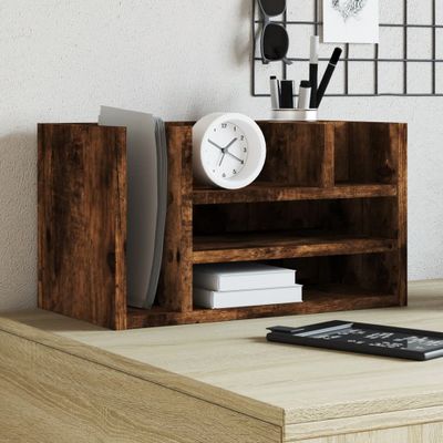 vidaXL Organizér na stôl dymový dub 44,5x24x25 cm kompozitné drevo