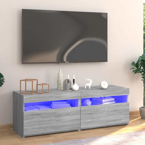 vidaXL TV skrinka s LED, sivý dub sonoma 120x35x40 cm