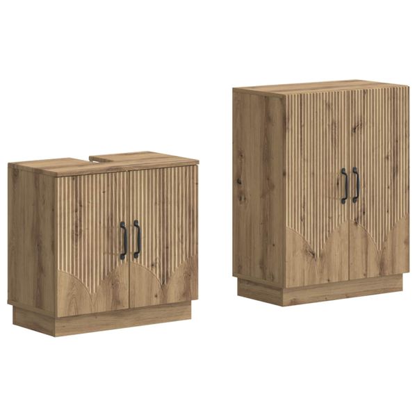 vidaXL Súprava kúpeľňových skríň v 2 kusoch HOORN Dub artisan