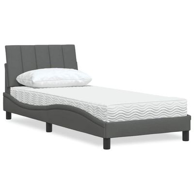 vidaXL Posteľ s matracom Hanko tmavosivá 90x190 cm látka
