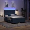 vidaXL LED box s pružinami s čelnou doskou Modrá 140 x 200 cm látka