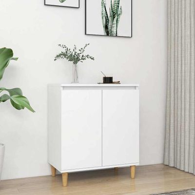 vidaXL Komoda, nohy z masívu, biela 60x35x70 cm, kompozitné drevo