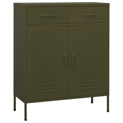 vidaXL Úložná skrinka olivovozelená 80x35x101,5 cm oceľ